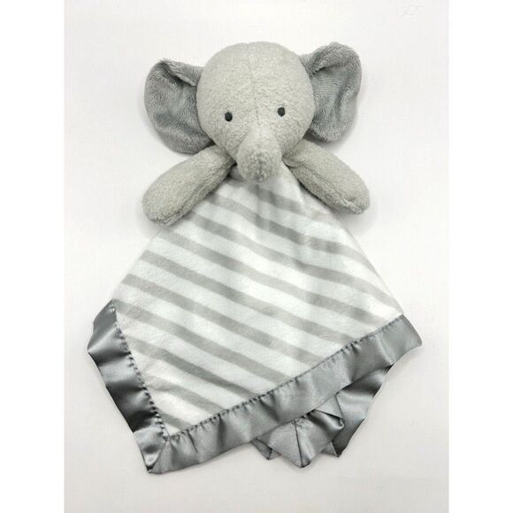 Cloud Island Lovey Gray White Striped Elephant Satin Security Blanket Target - Picture 1 of 12